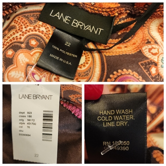 NWT Lane Bryant Satin Embellishments Paisley Halter Babydoll Top Size 22 2X/3X - Picture 4 of 16